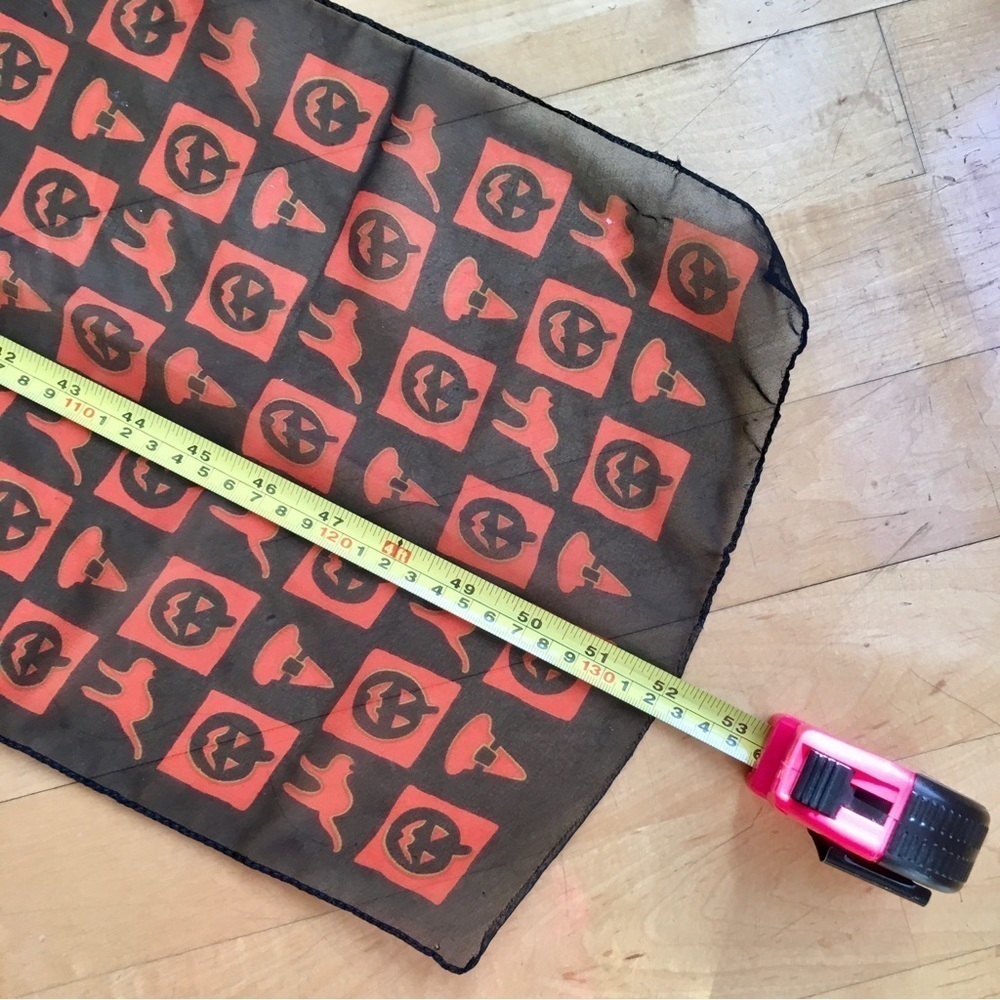 Halloween Patterned Sheer, Lightweight Scarf, Black, Orange - Picture 8 of 10